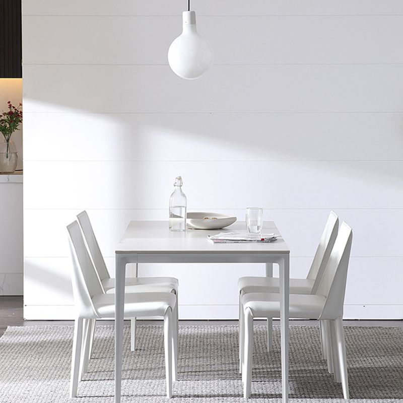 Parsons Armless Dining Chairs Indoor Dining Room Faux Leather Side Chair