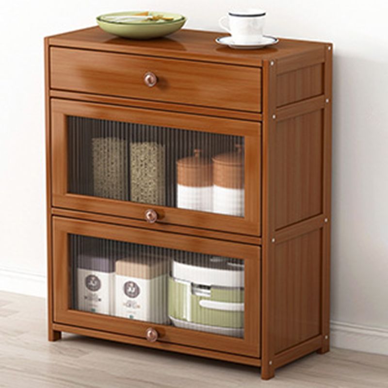 Modern Rectangle Accent Cabinet Brown Wood Knobs Side Cabinet with Doors