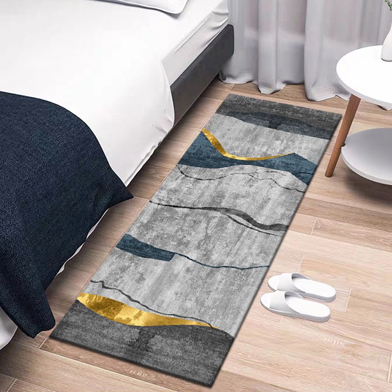 Gold Modern Rug Blending Abstract Print Rug Non-Slip Backing Rug for Living Room