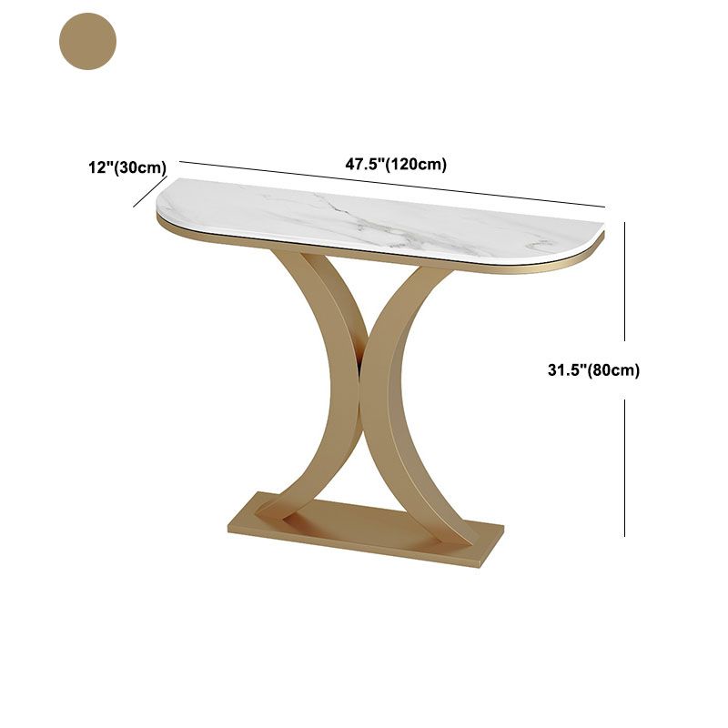 Glam Marble Console Table Half Moon Abstract 12" W Accent Table for Hall