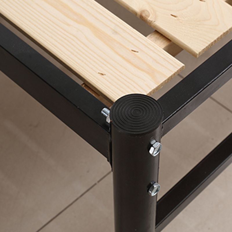 Black Metal Wire-Grid Bed Frame Industrial Style Iron High Open-Frame Bed