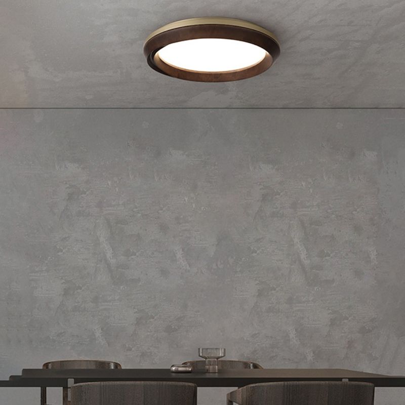 Modern Acrylic Shade Flush Mount Lamp Wooden Flush Mount Ceiling Fixture for Bedroom