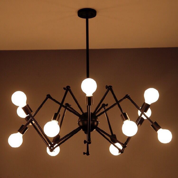 Lámpara de lámpara de araña expuesta industrial lámpara de metal lámpara en negro