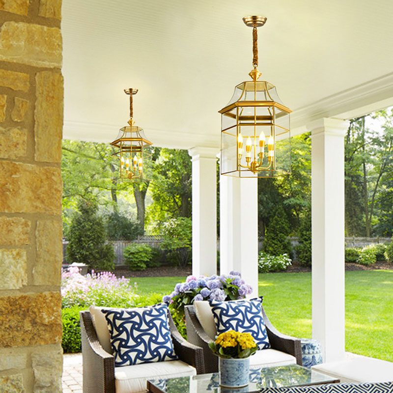 Geometric Chandelier Light Fixture Traditional Glass Pendant Lighting for Restaurant