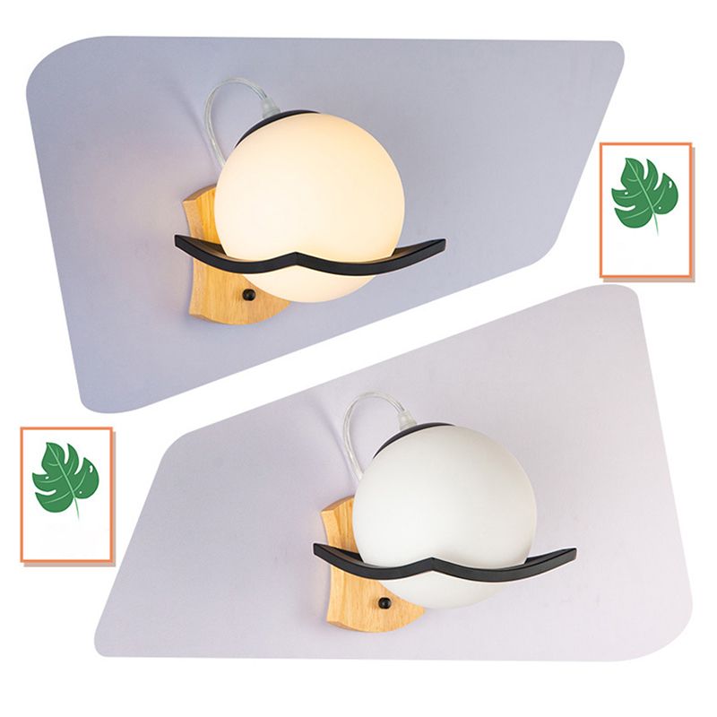 Nordic Postmodern Ball Single Head Glass Led White Wall Lamp