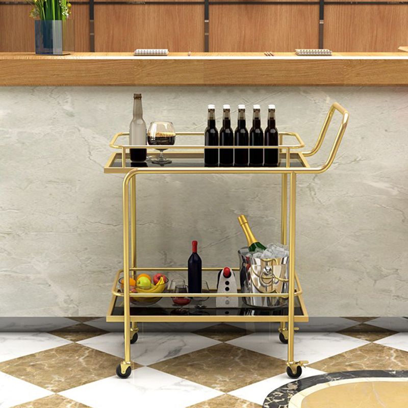 Contemporary 31.5"H Prep Table Rectangular Metal Rolling Prep Table for Dining Room