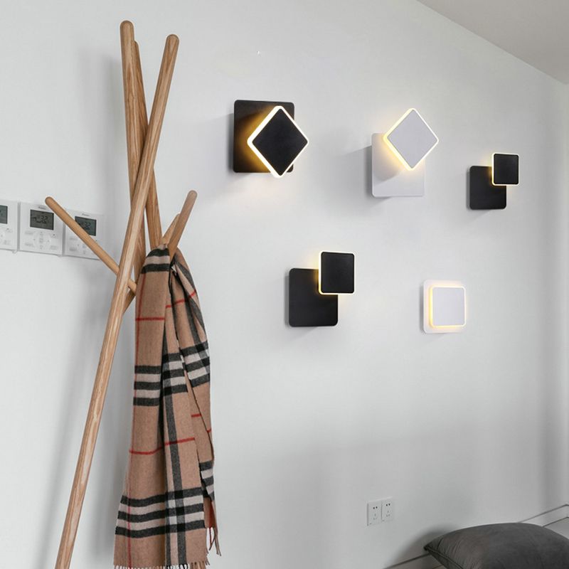 Modern Style Wall Sconce Metal 1 Light Sconces in Black / White