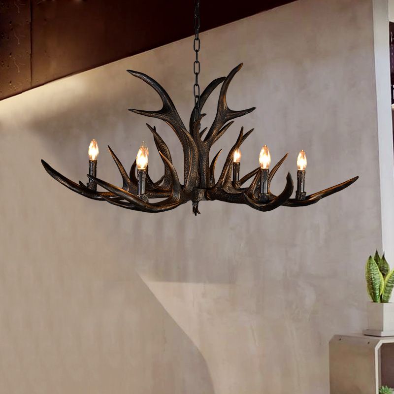 Traditionelle Kerzenhänge -Lampe 6/10/15 Lampenlampen Harz Kronleuchterleuchte in Schwarz für den Laden