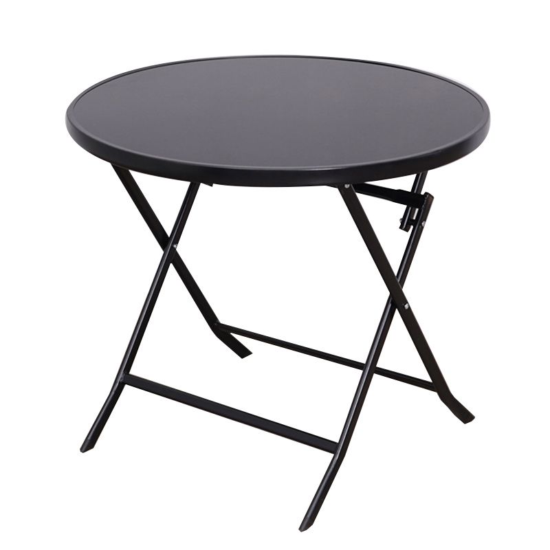 Water Resistant Bistro Table Industrial Glass Top Rust Resistant Table