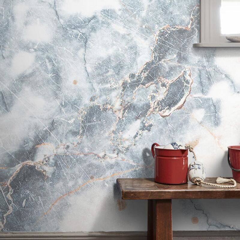 Minimalist Marble Wall Mural for Living Room and Bathroom, Personalized Size Wall Decor in Pastel Grey