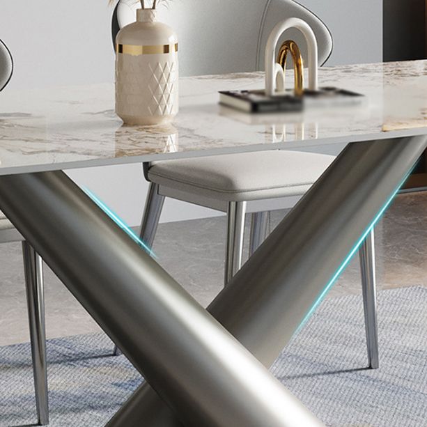 Designer Style 1/2/4/5/7 Pieces Dining Set Sintered Stone Dining Table with Leather Chairs