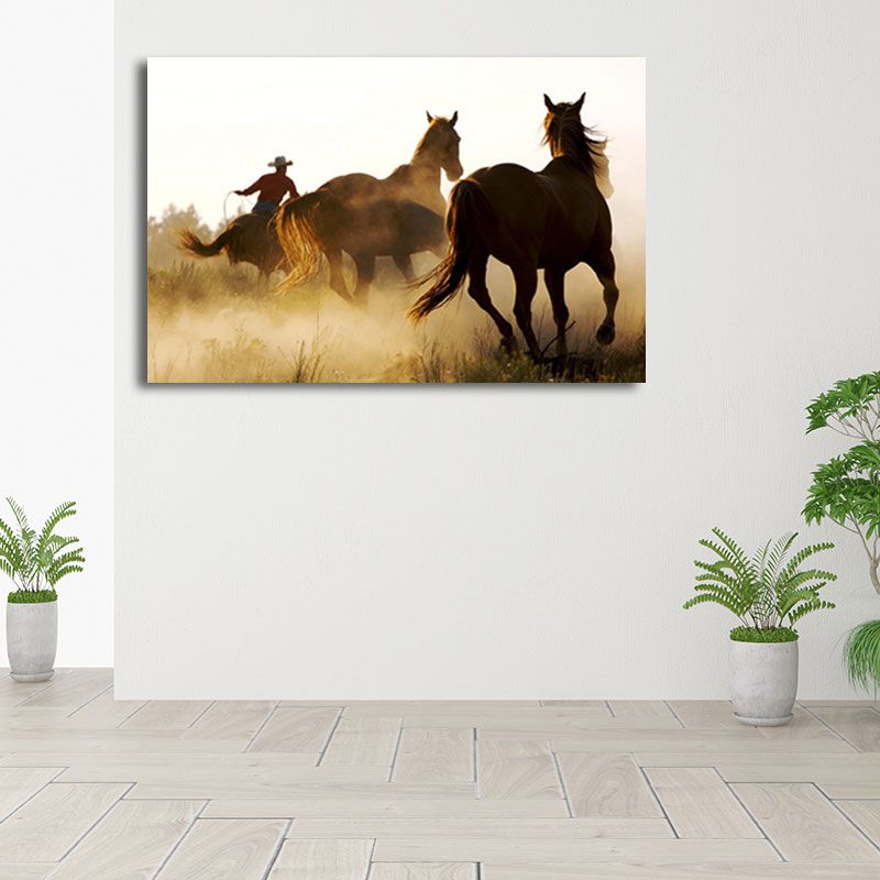 Magnifique toile de chevaux pour salon, décoration murale d'animaux sauvages de couleur pastel