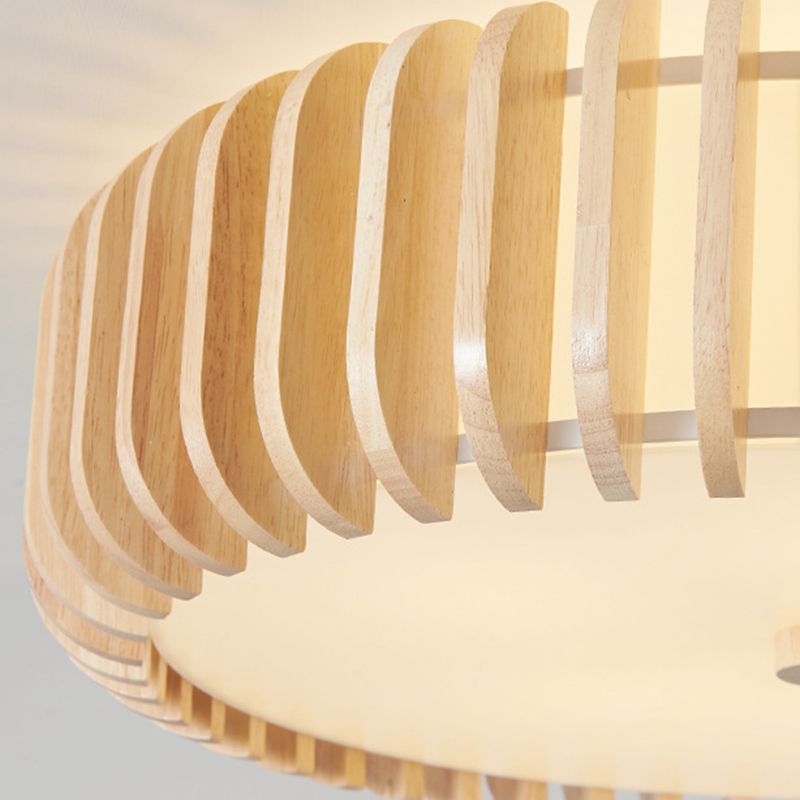 Wood Round Flush Mount Lights Contemporary Style Multi Lights Flush Mount Fixture