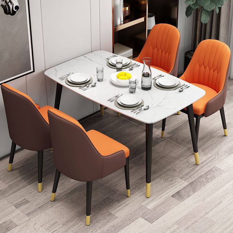 Silla de comedor de estilo escandinavo de metal, sillón de comedor Parsons para el hogar