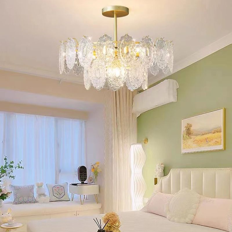 Modern Metal Ceiling Lamp Geometric Shape Island Light with Glass Shade for Living Room