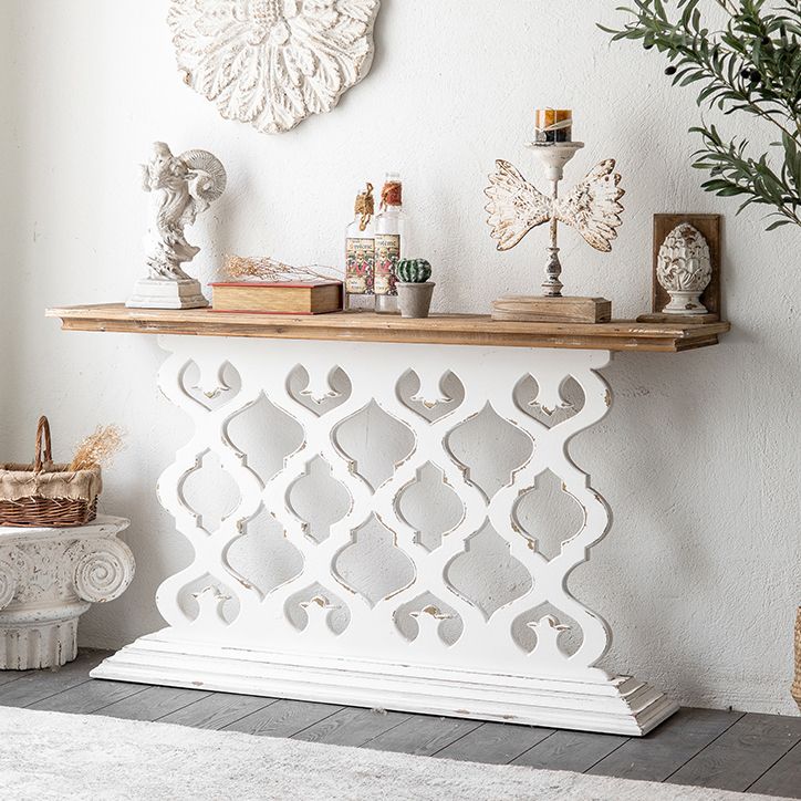 Wood French Country Console Table Distressed Accent Table with Shelf