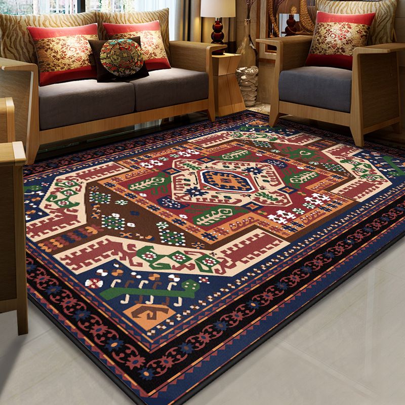 Tapis marocain vert en Polyester, avec motif graphique, antidérapant, pour salon