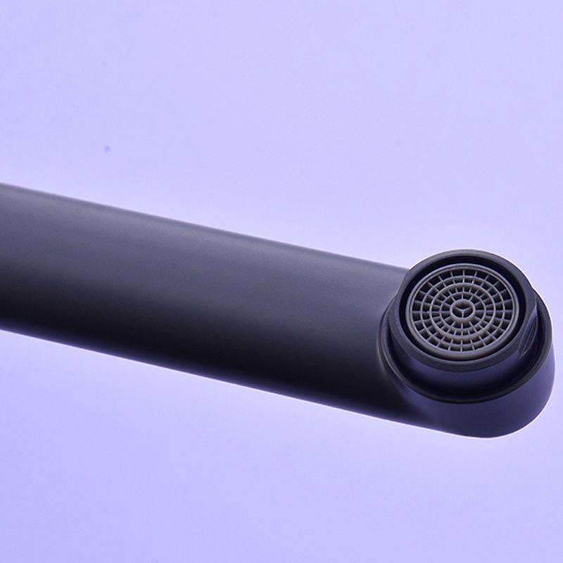 Contemporary Single Handle Kitchen Faucet Pull Down 2 Holds Bar Faucet in Black