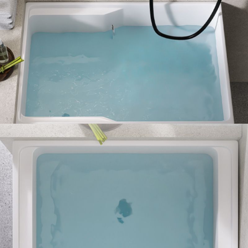 Modern Rectangular White Bathtub Acrylic Back to Wall with Drain Bath Tub
