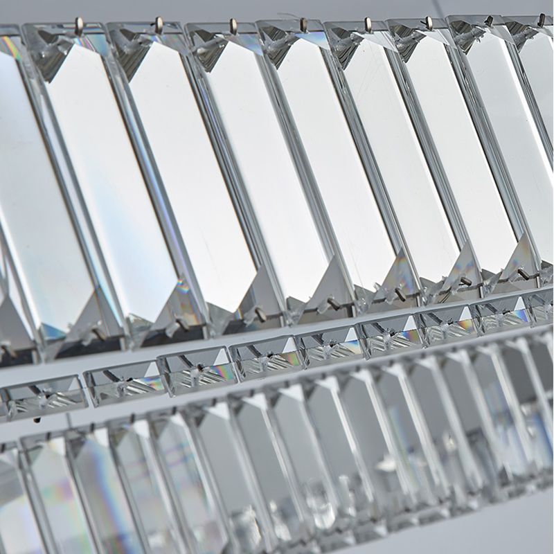 Oval Clear Crystal LED Island Light Fixture Modern Ceiling Pendant Light