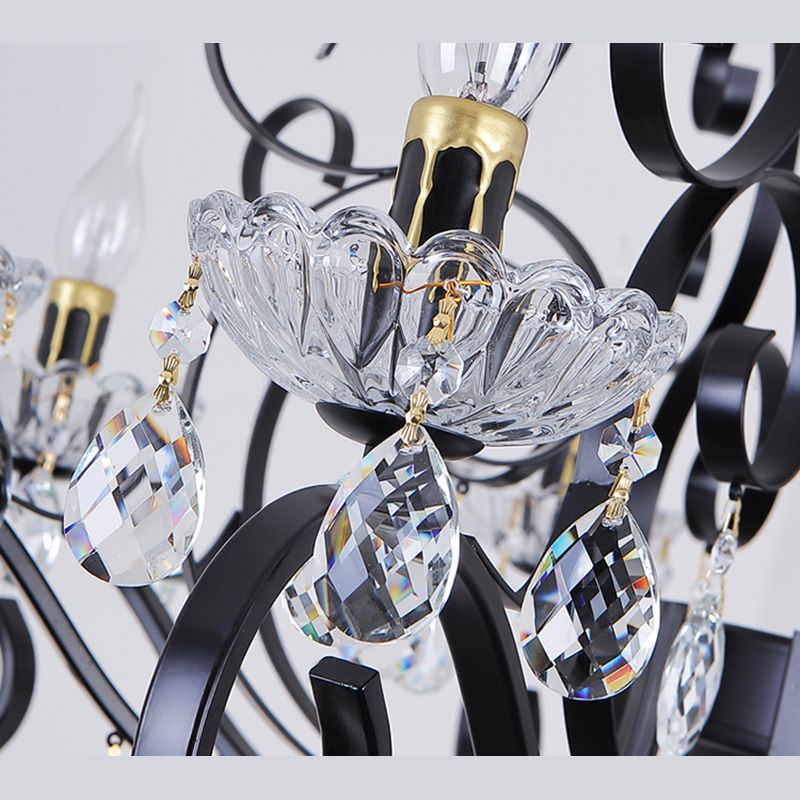 Crystal 6 Lights Hanging Ceiling Lights Raindrop European Suspended Lighting Fixture for Living Room