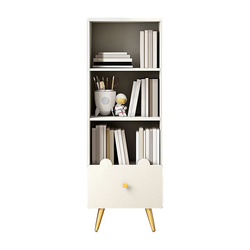 Wood Standard Bookcase Contemporary Style Closed Back Bookshelf with Drawer