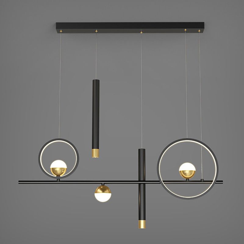 Luce a sospensione dell'isola a led nera nella moderna luce a sospensione lineare in alluminio in alluminio con ombra silicone