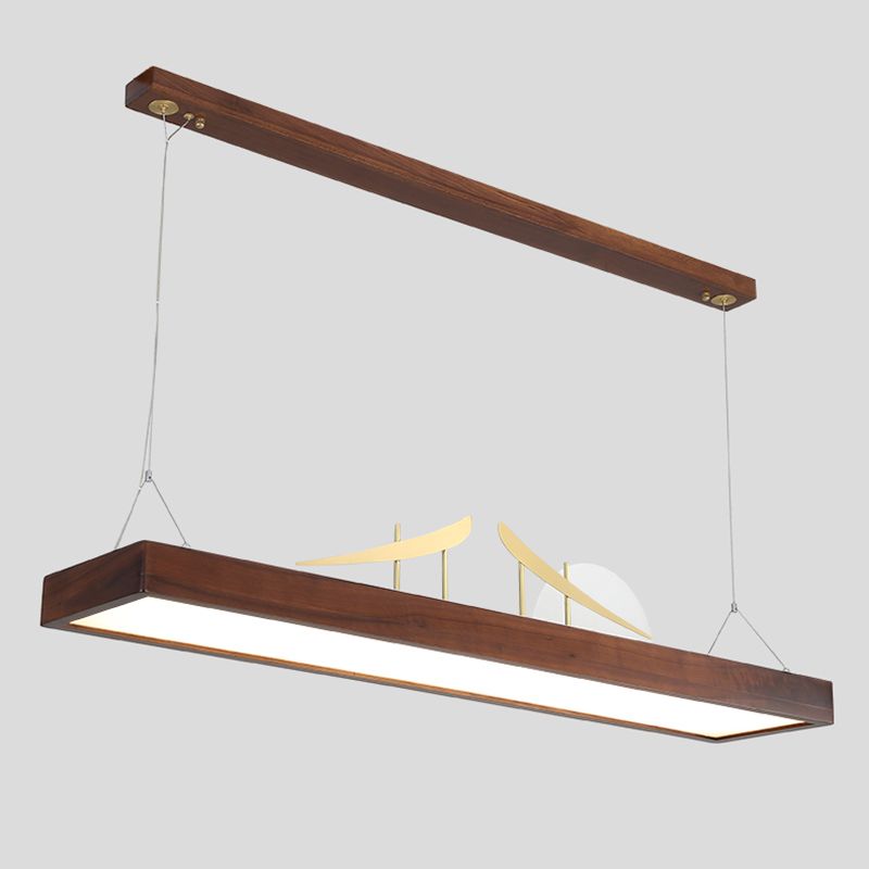 Luz de techo de isla geométrica de cocina moderna de madera ligera de madera ligera