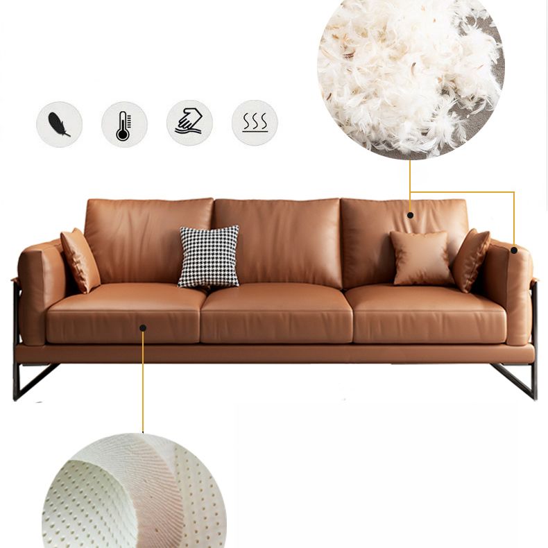 4 Seater Leather Sofa 36.22" Wide Square Arm Sofa for Living Room