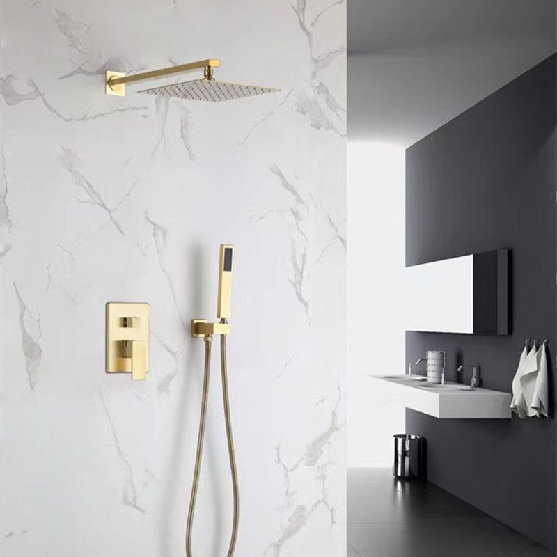 Square Adjustable Water Flow Faucet Shower Arm Shower System with Handheld Shower Head