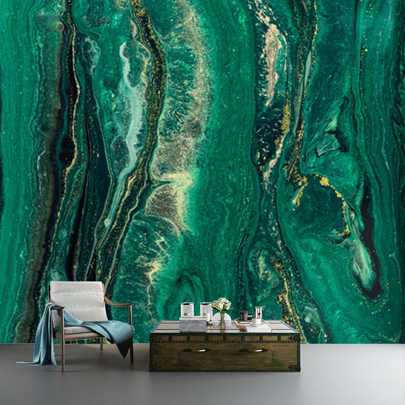 Abstract Flows Wallpaper Mural Tropical Smooth Wall Covering in Green for Bedroom