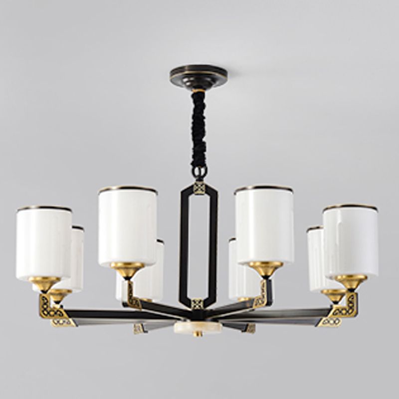 Contemporary Concise Hanging Light Glass Cylindrical Chandelier for Interior Spaces