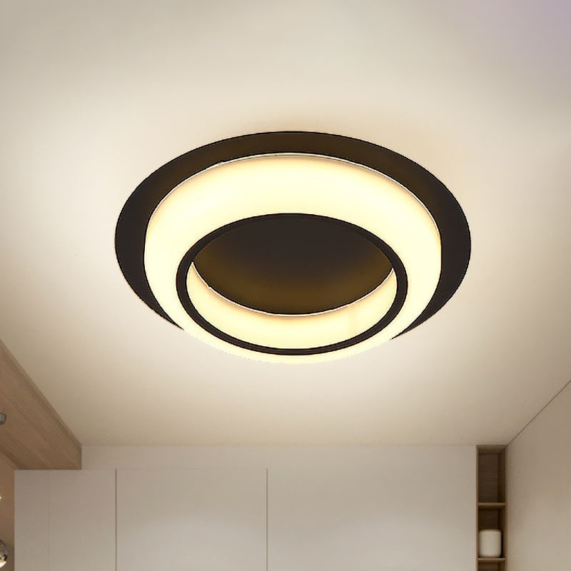 Plafonnier LED en acrylique en forme de cercle, design nordique noir/blanc/gris, luminaire encastré pour chambre à coucher