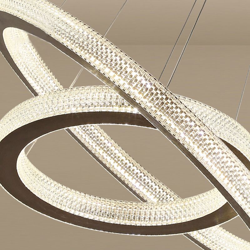 Lámpara de lámpara de círculo cruzado de Crystal Café LED Minimalista Kit de luz colgante en luz cálida/blanca