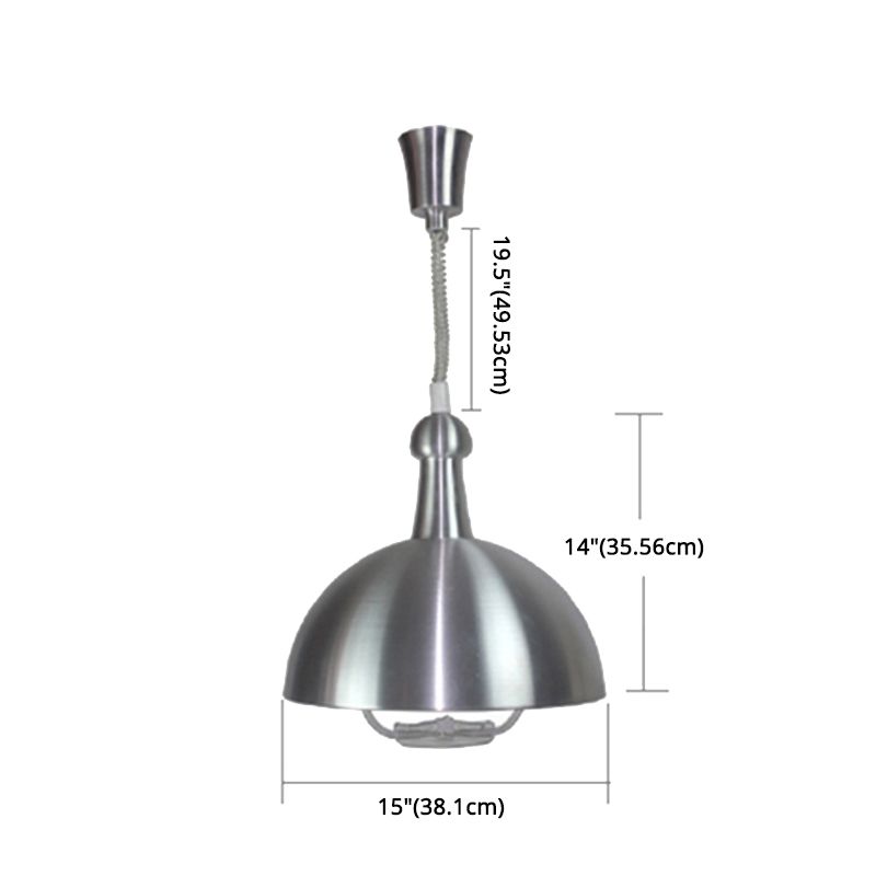 Macaron Hemispherical Suspension Lighting Metal 1-Light Dining Room Pendant Light with Pull Down Handle