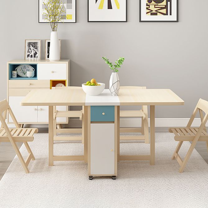 Mid-Century Dining Table Rectangle Wooden Dining Table with Trestle Base