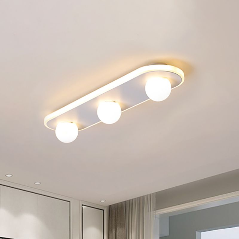 Rechthoekige Acryl Semi Flush Mount Modernist 3/4/6 Licht Wit Led Semi Flush Light Fixture in Wit/Warm Licht