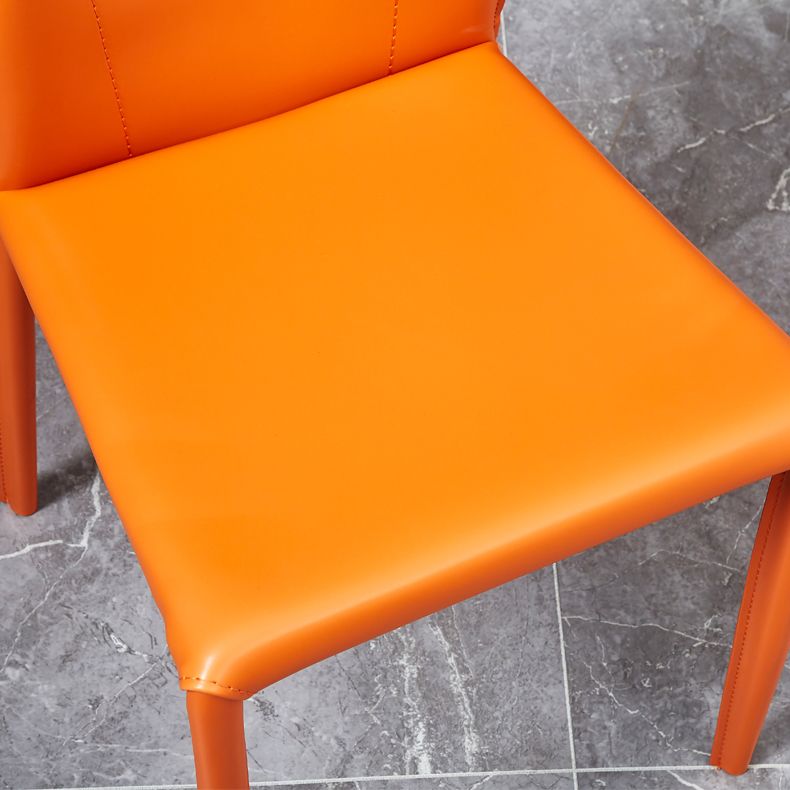 Silla sin brazos de comedor de metal contemporáneo, silla lateral de piel sintética para uso doméstico
