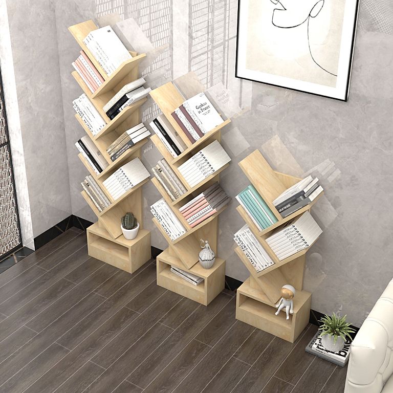 Contemporary Style Geometric Bookcase Vertical Closed Back Book Shelf