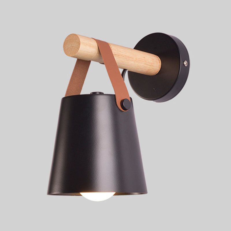 Modernist Wall Sconce Tapered Sconce Light with Metal and Wood for Bedroom