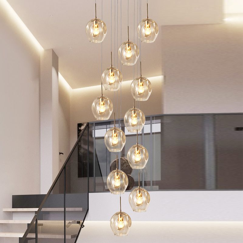 Minimalismo contemporaneo a sospensione vetro trasparente 10 piega per soffitto sospesa per le scale a spirale