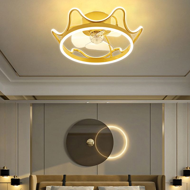 Kronenförmige Lüfterleuchte Deckenleuchte Minimalist Metall Schlafzimmer LED Semi Flush Mount
