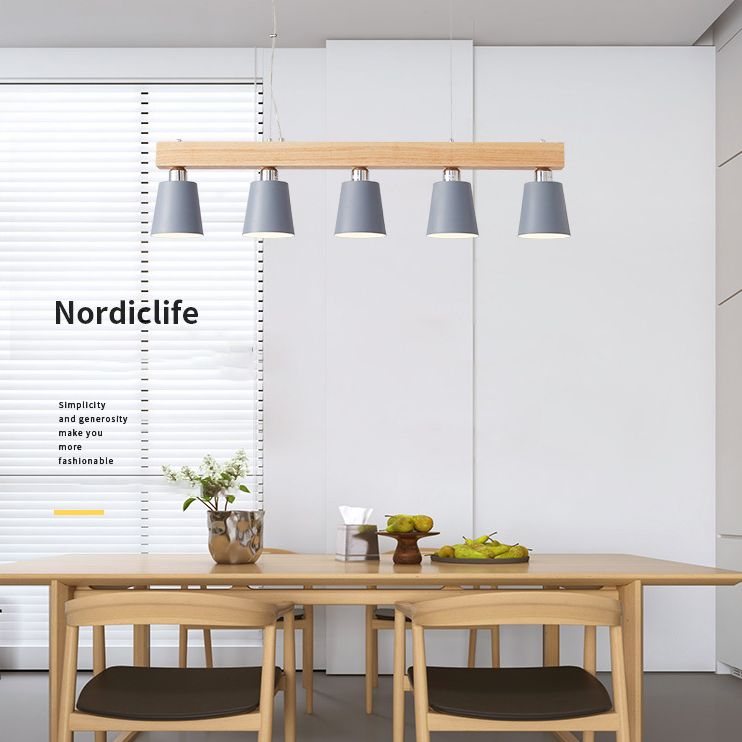 Apparecchi di illuminazione per isola moderna del soffitto lineare in legno per sala da pranzo