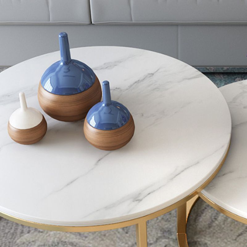 Slate Round Coffee Table Frame 2 Piece Nesting Tables for Living Room