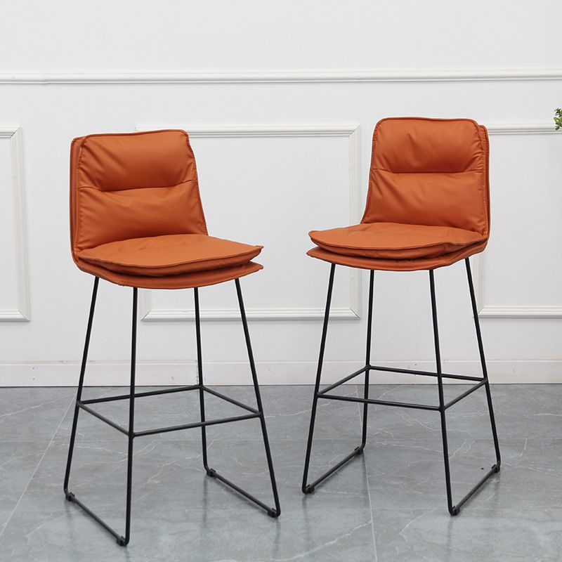 Contemporary Metal Barstool Fabric Counter Stool in Matte Finish for Indoor