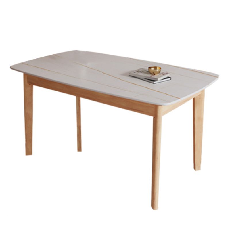 Minimalist Rectangle Shape Kitchen Dining Table Sintered Stone Top Dining Table with 4 Legs Base