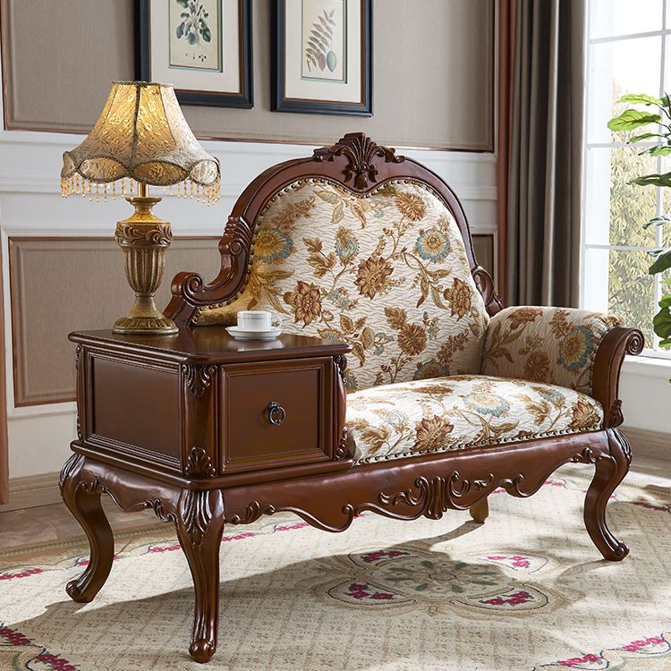 French Country Nailhead Trim Chaise Lounge Couch One Armed Chenille Lounge Chair