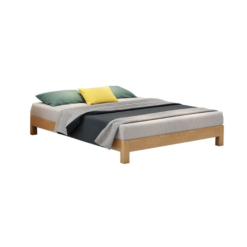 Modern Natural Wood Panel Bed Minimalist Low Profile Rectangular Bed