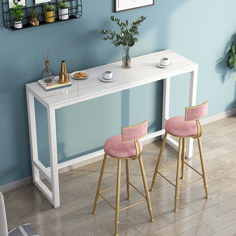 Matte Finish Rectangle Pub Table with Metal Frame for Living Room