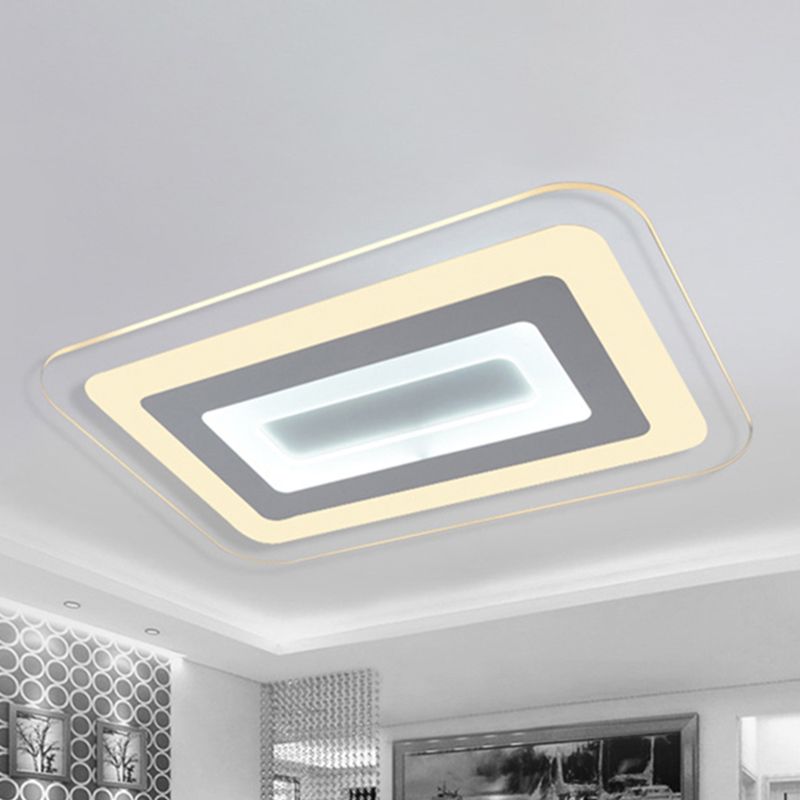 23"/31"/47" Brede Dunne Acryl Flush Mount Licht Eenvoudige LED Witte Plafondlamp in Warm/Wit Licht